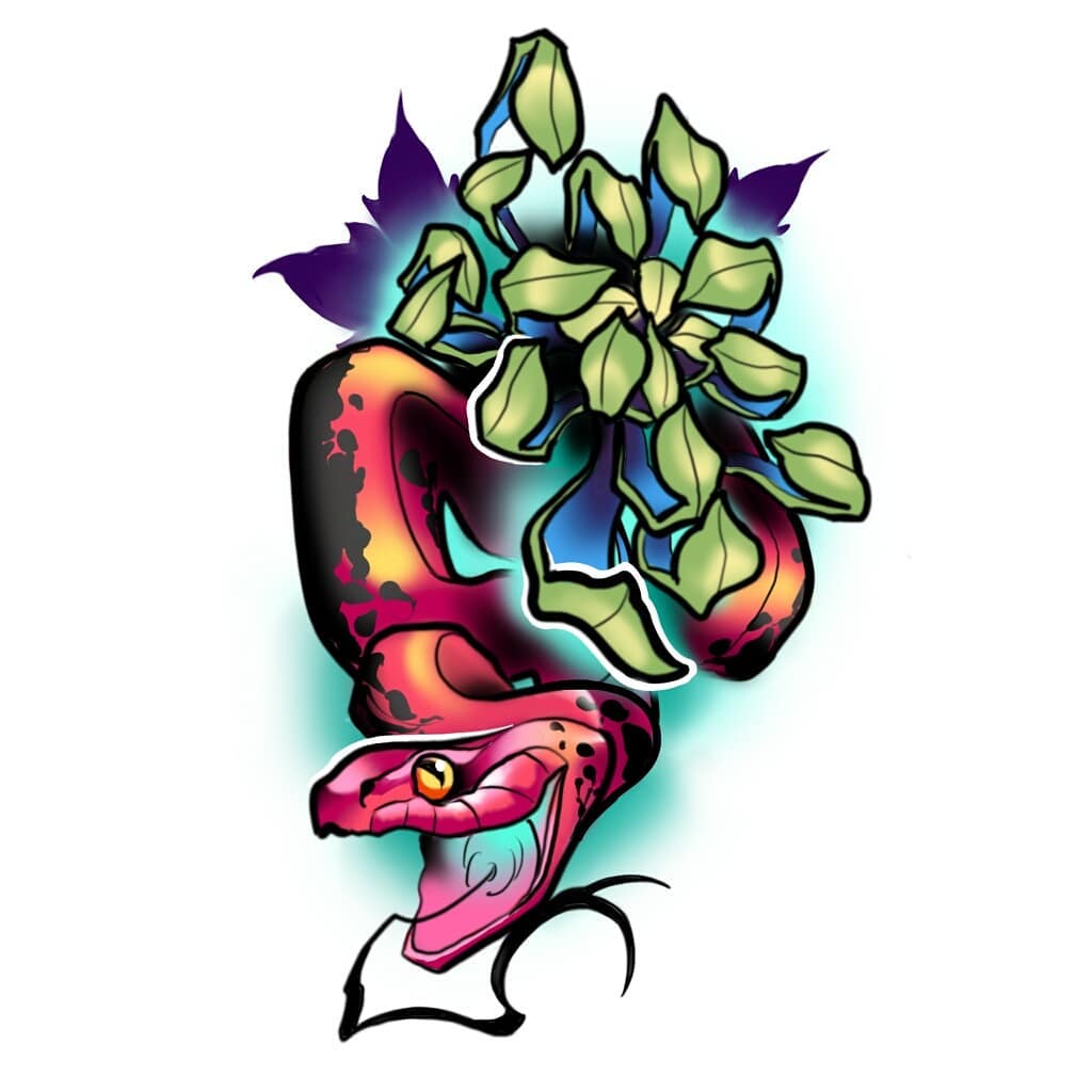 菊花蛇纹身手稿